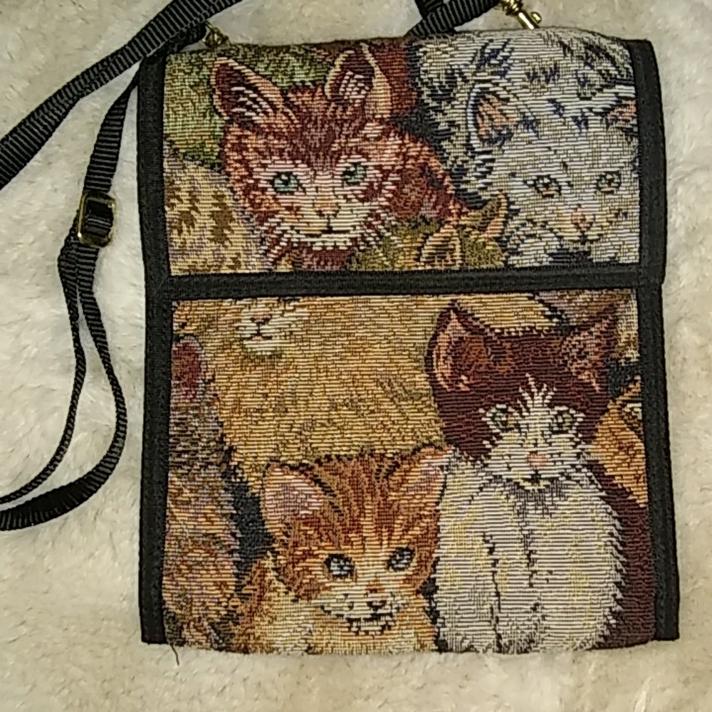 Danny k. Beverly Hills CA cat tapestry crossbody bag. Nwot